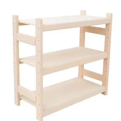 Produktbild von Stapelbares Regal aus Buchenholz für Keller oder Zuhause, modulares Design, 3 Einlegeböden, 80×25×60 cm (B×T×H)
