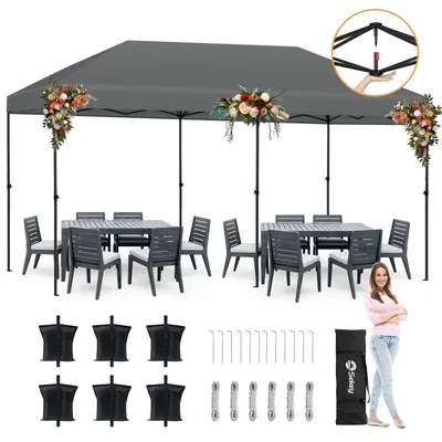 Produktbild von Sekey Faltpavillon 3 x 6 m Pop Up Pavillon Partyzelte Festzelt Gartenzelt Wasserdicht, UV-Schutz 50+ für Camping / Garten / Hochzeit, Grau