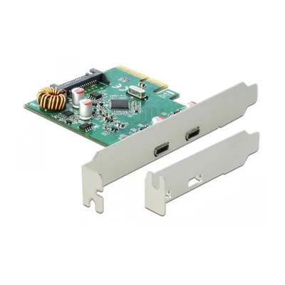 Produktbild von PCI Express x4 Karte zu 2 x extern SuperSpeed USB 10 Gbps (USB 3.1 Gen 2) USB Type-C Buchse Delock