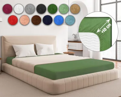 Immagine prodotto di Lenzuolo con angoli da 200 x 200 cm, color verde scuro, realizzato in 100% cotone con elastico