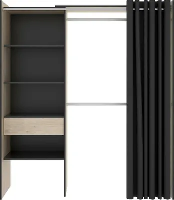 Produktbild von Kleiderschrank Kleiderschranksystem - B. 110/160 cm - Eichefarben & Anthrazit - LAURENT