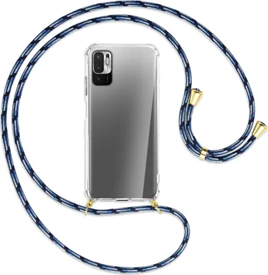 Produktbild von Handykette Backcover-Schutzhülle mit Band (Metall goldfarben) für Xiaomi Redmi Note 10 5G - Blautöne
