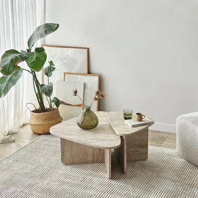 Image de Saraceno - Table basse, 90x60x35h cm Blanc marbre, Modulable