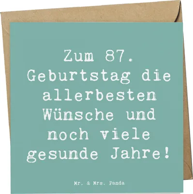 Produktbild von Mr. & Mrs. Panda Grußkarte Spruch 87. Geburtstag - Meeresbrise - Geschenk, doppelkarte, Alter, wie feiern mit 87, faltkarte, Happy Birthday, Geburtstagswünsche Jahre