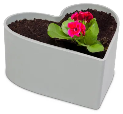 Image de Coeur jardinière vintage gris clair 15 x 15 cm ornement funéraire