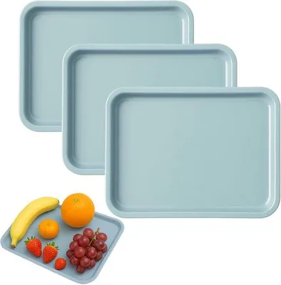 Produktbild von Servierplatten Set – 3 rechteckige, wiederverwendbare Kunststoffplatten