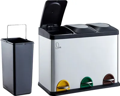 Produktbild von SVITA TC3X15 Mülleimer Papierkorb Edelstahl Treteimer Abfalleimer Recycling 45L
