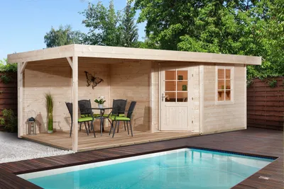 Produktbild von weka Komfort Designhaus 213 Plus B Gr.2 natur, Farbe:naturbelassen, Dachform:Flachdach