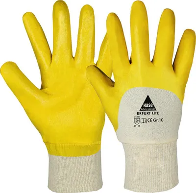 Produktbild von ERFURT LITE, Nitril-Arbeitshandschuh aus Baumwolle/Nitril, 3/4 Nitril Beschichtung / Strickbund - Hase 901400  , Größe 9 (L)