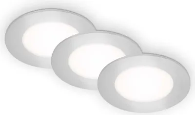 Immagine prodotto di BRILONER - Set di 3 luci LED da incasso a soffitto, luci da incasso ultrapiatte, faretti da incasso, luce bianca neutra, cromo opaco, 86x30 mm (DxH)
