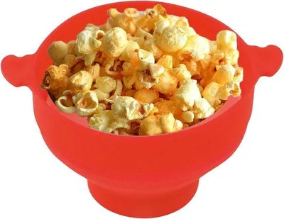Image de Kit de préparation de pop-corn à base de silicone - Machine à pop-corn rouge - Une poignée de pop-corn en quelques minutes