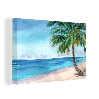 Produktbild von OneMillionCanvasses® - Leinwandbilder - 150x100 cm, Strand - Palme - Meer, Wandbilder Kunstdruck Wanddekoration
