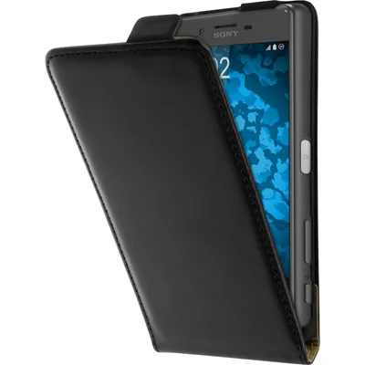 Produktbild von PhoneNatic Kunst-Lederhülle kompatibel mit Sony Xperia X - Flip-Case schwarz + 2 Schutzfolien