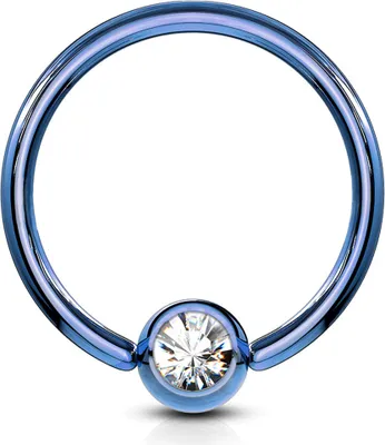 Produktbild von viva-adorno 1,6x12x5mm Universal Piercing Ring BCR Kristall Lippenring Klemmring Septumpiercing Brustpiercing Chirurgenstahl Z294, Blau klar