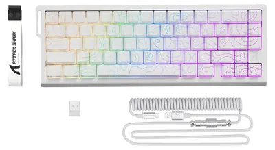 Image de Clavier de jeu blanc sans fil - Éclairage RGB - USB-C, Bluetooth 2,4 GHz - Mécanique, à commutation magnétique