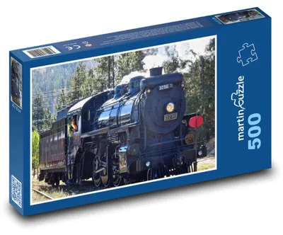 Produktbild von Puzzle 500 Dampflok auf der Eisenbahn - martinpuzzle