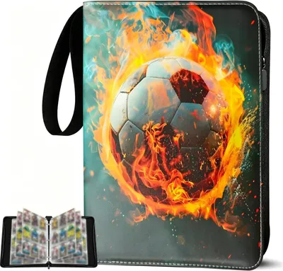 Produktbild von Fussball Karten Sammelalbum, Fußball Sammelkarten Album, 50 Seiten 900 Fächer, Karten Heft Ordne, Kunstleder, Wasserdicht, mit Reißverschluss
