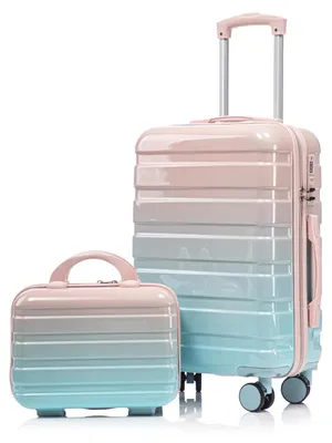Produktbild von PC Trolley Kofferset 14 20 Zoll 2er Set Spinner Zahlenschloss Rosa , für Familienkurztrip