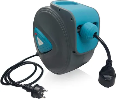 Produktbild von YARDIN Automatický kabelový naviják s ochranou proti přetížení Automatický kabelový naviják Elektrický prodlužovací kabel pro montáž na stěnu Otočný o 180° včetně montážního materiálu