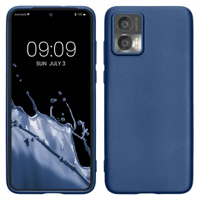 Produktbild von kwmobile Handyhülle für Motorola Edge 30 Neo Hülle - Silikon Case metallisch schimmernd - Schutzhülle Cover - Metallic Blau