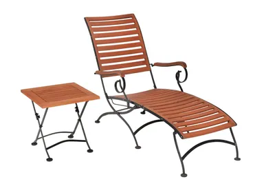 Produktbild von Merxx Gartenmöbel Set Schlossgarten 2tlg., 1 Gartenliege, 1 Klapphocker 45 x 45 cm-Flachstahl mit Eukalyptus