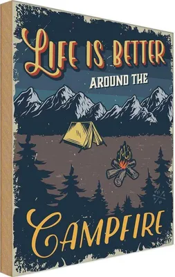 Produktbild von vianmo Holzschild 30x20 cm life better camp fire Camping Outdoor