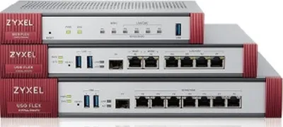 Produktbild von Zyxel USG Flex 500, 2,3 Gbit/s, 0,81 Gbit/s, 82,23 BTU/h, 41,5 dB, 529688 h, IPSEC, SSL/TLS