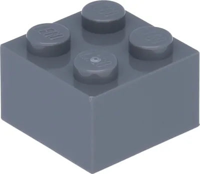 A single LEGO brick is shown from a slightly elevated angle against a plain background.