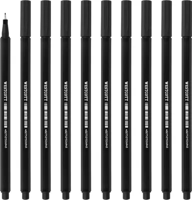 Produktbild von Westcott STORYLINER Fineliner schwarz 10 Stück | Premium Fineliner mit 0,4mm Strichstärke | Präzise Strichführung, metalleingefasste Spitze, schnelltrocknende Tinte auf Wasserbasis | E-737760 00