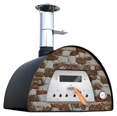 Produktbild von Holzbackofen Veloce Pro 70 – Natursteinfront Ofenfarbe: schwarz Ofengestell: ohne Gestell