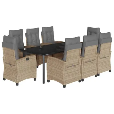 Produktbild von "im Sonderangebot" 9-tlg. Garten-Essgruppe - elegantes Design - Sitzgruppe/Gartenmöbel-Set - mit Kissen Beigemischung Poly Rattan - Terassenmöbel DEMöbel918578