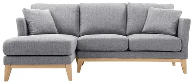 Produktbild von Miliboo - Ecksofa links OSLO im skandinavischen Stil aus hellgrauem, abziehbarem Stoff