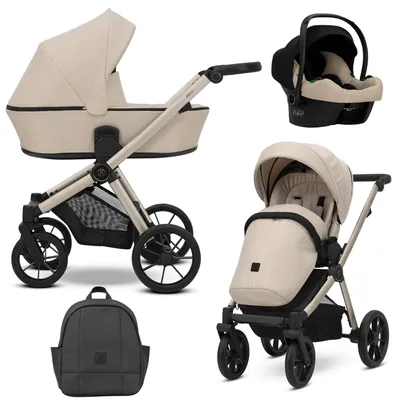 Produktbild von Kunert Brav 3-in-1 Kombikinderwagen Cream mit Babyschale, Champagner-Rahmen