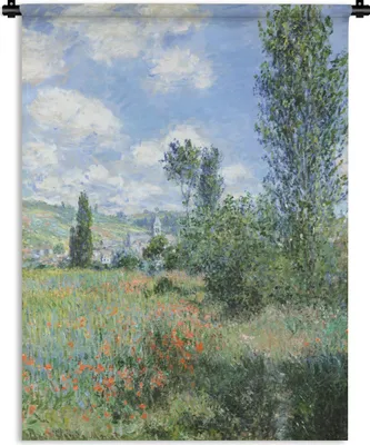 Produktbild von MuchoWow® Wandteppich Wandbehang Ansicht von Vetheuil - Gemälde von Claude Monet 150x200 cm Tapisserie Dekoration Wandtuch - Wandaufhängung - Moderner