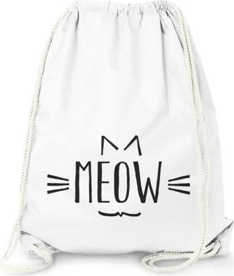 Produktbild von Turnbeutel Katze Meow Miau Cat Tier - Moonworks® weiß unisize