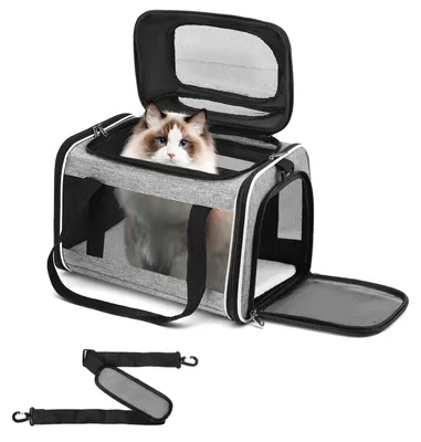 Productafbeelding van Rugzak voor katten, uitbreidbaar ontwerp, ademend mesh, zwart