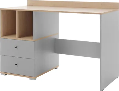 Produktbild von MIRJAN24 Schreibtisch Oro System 5 mit zwei Schubladen (Farbe: Platingrau / Platingrau + Biscuit Eiche)