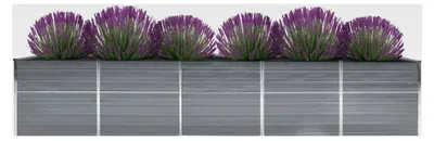 Produktbild von Hochbeet aus verzinktem Stahl, 400x80x45 cm, für Blumen, Kräuter und Gemüse - Grau
