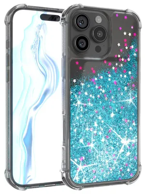 Produktbild von EAZY CASE - Glitzer Hülle kompatibel mit Apple iPhone 16 Pro Max Glitzer Schutzhülle, Soft Case, Backcover Transparent mit Motiv