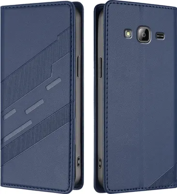 Produktbild von Hülle für Samsung Galaxy J3 2016, Kunstleder Brieftaschen Handyhülle mit Kartenfach und Standfunktion Blau