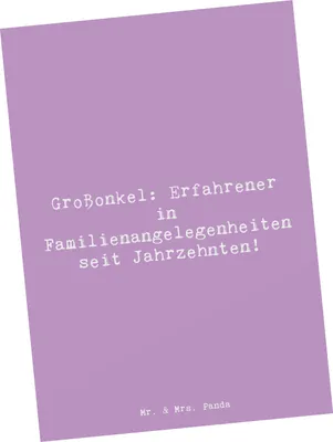 Produktbild von Mr. & Mrs. Panda Postkarte Spruch Großonkel Erfahrung - Lavendeltraum - Geschenk, bildkarte, Ansichtskarten, Familientradition, Familienmitglieder, Jubiläen, Postkarten
