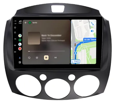 Obrázok produktu pre Autorádio pre Mazda 2 2007–2013 s CarPlay, Android Auto, multimediálnym systémom, rádiom, Androidom, GPS navigáciou, Wi-Fi, Bluetooth, DAB+RDS, SWC, 9-palcovým displejom a 2+64 GB