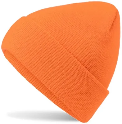 Image de Bonnet uni chaud Hatsatar | Bonnet en tricot pour femmes et hommes | Finition soignée