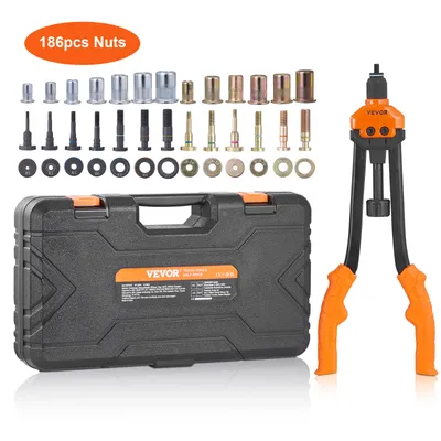 Image de VEVOR Jeu de pinces à écrous à riveter Pince à écrous à sertir 410 mm, pince à rivets 13 jeux d'écrous & mandrins, outil pour écrous à riveter M3 M4 M5 M6 M8 M10 M12 Pince à riveter manuelle professionnelle, riveteuse Filetage Rivets