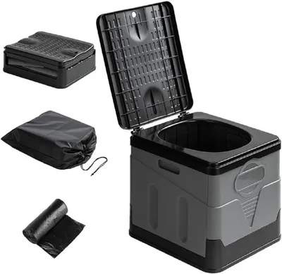 Immagine prodotto di WC pieghevole - Toilette portatile - Ideale per campeggio e viaggi - Con coperchio - 1,5 kg - Grigio