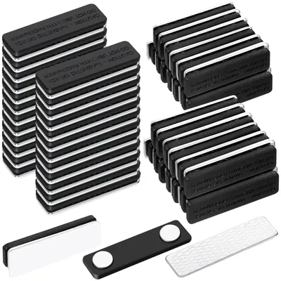 Produktbild von Magnetische Namensschilder – 50 Stück – 4,5 x 1,3 cm – Selbstklebend – Leicht – Edelstahl – Für Kleidung – Ausweis