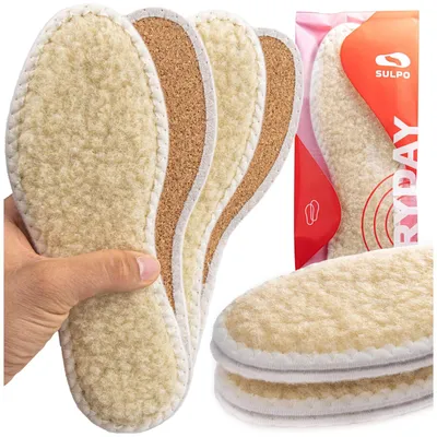 Productafbeelding van Inlegzolen - Lamsvacht - Kurk - Beige - 44 EU - Warme winterzolen voor schoenen