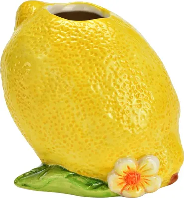 Image de Vase citron et fleur en céramique