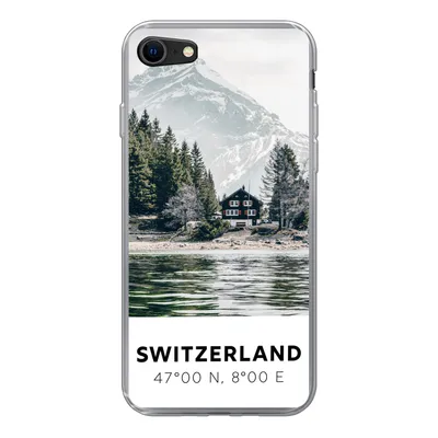 Produktbild von MuchoWow® Handyhülle Schutzhülle Hülle für iPhone 7 Schweiz - Berg - Chalet Silikon Softcase Handy Hülle - Kartenhalter
