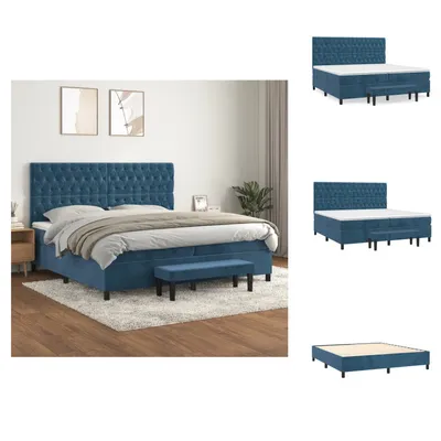 Immagine prodotto di vidaXL Letto a molle con materasso blu scuro 200x200 cm in velluto - Letti e strutture letto